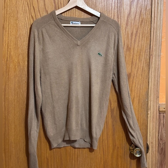 Lacoste vintage sweater men’s approx size large tan - Picture 1 of 7